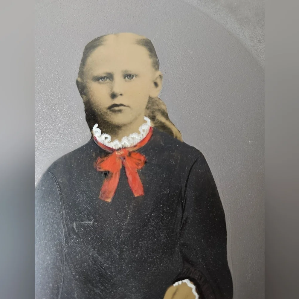 Vintage Full Plate Tintype Photo Young Girl